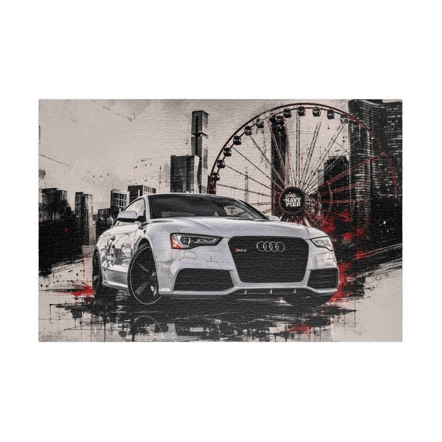 Audi Sports Car Puzzle – Urban Ferris Wheel Cityscape Jigsaw (110/252/520/1014 pcs)