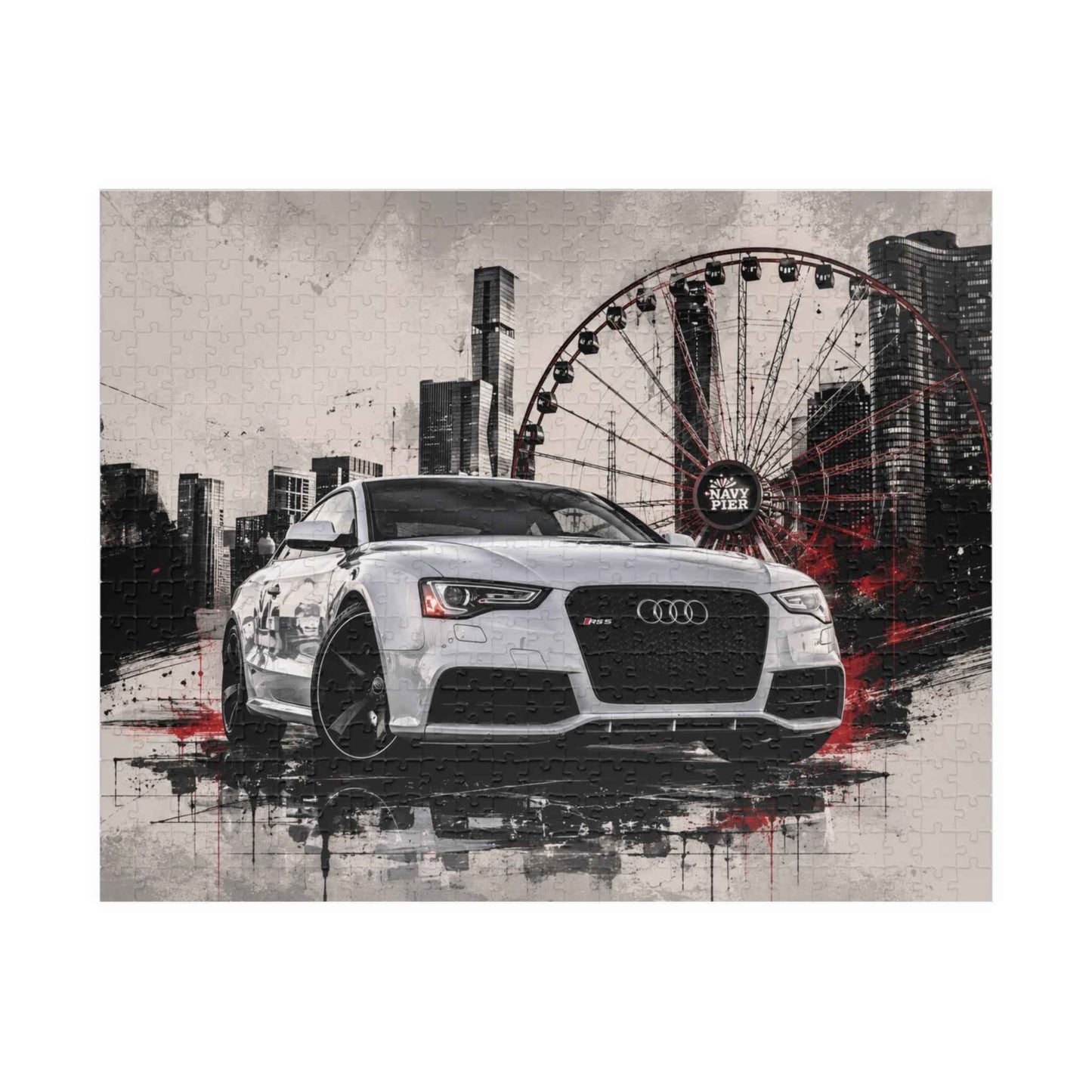 Audi Sports Car Puzzle – Urban Ferris Wheel Cityscape Jigsaw (110/252/520/1014 pcs)