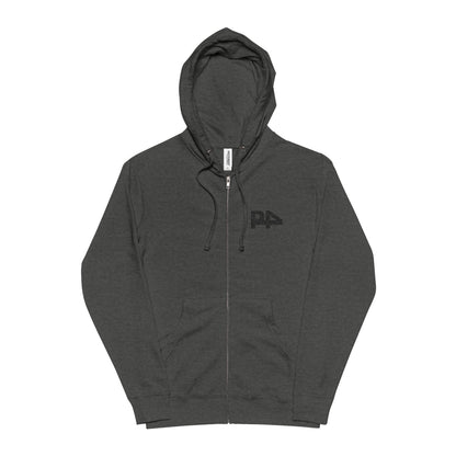 Zip-Up Hoodie — Minimal White Graphic Chest Logo, Cozy Green Fleece