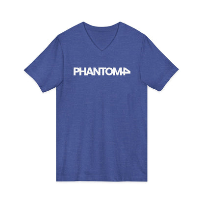 Phantom Logo V-Neck Tee — Minimalist Retro Band-Style Shirt