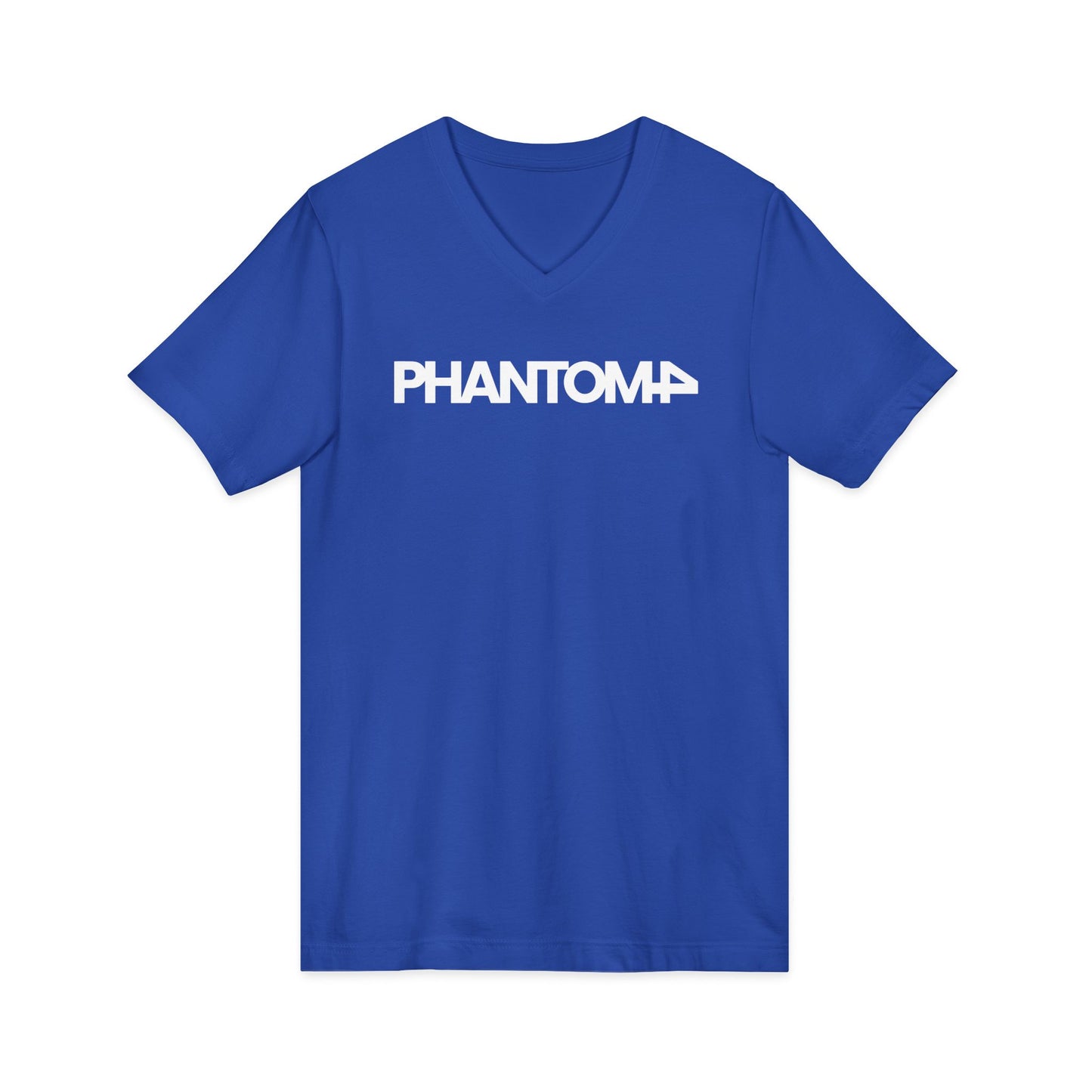 Phantom Logo V-Neck Tee — Minimalist Retro Band-Style Shirt