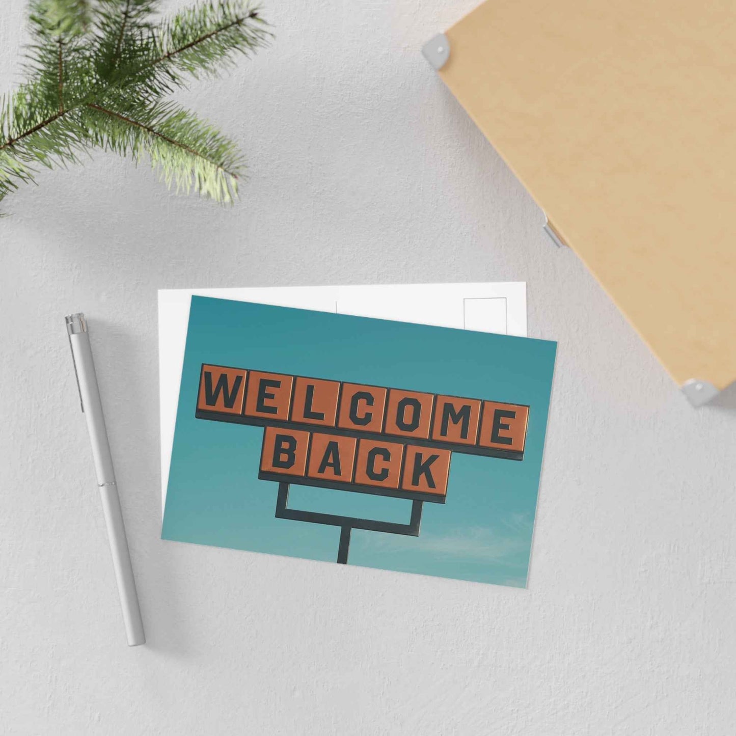 Welcome Back Fine Art Postcard - Retro Marquee Sign Photography