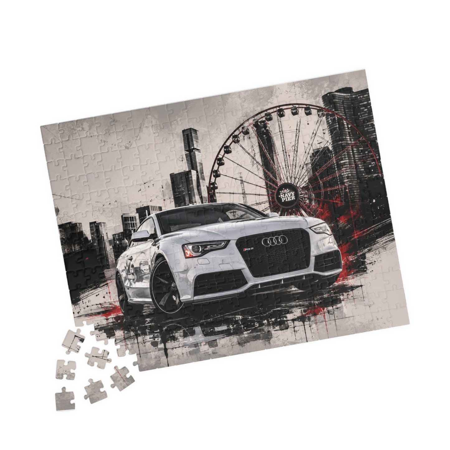 Audi Sports Car Puzzle – Urban Ferris Wheel Cityscape Jigsaw (110/252/520/1014 pcs)