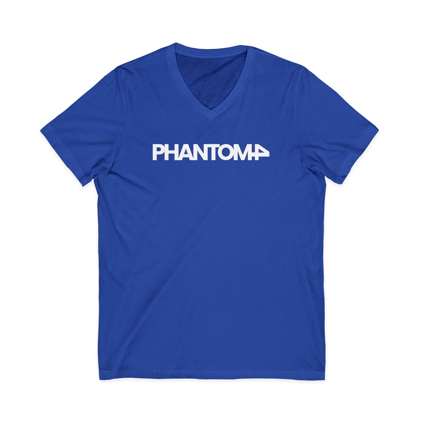 Phantom Logo V-Neck Tee — Minimalist Retro Band-Style Shirt