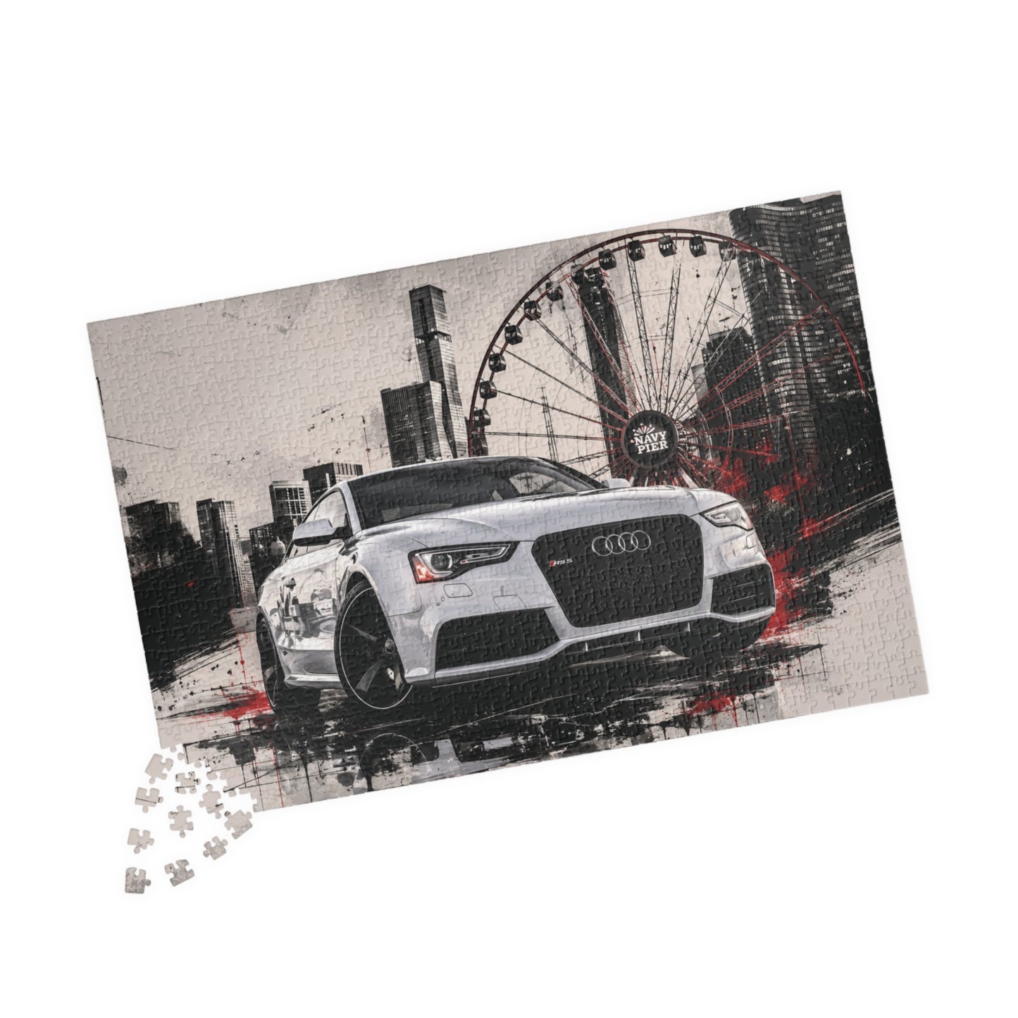 Audi Sports Car Puzzle – Urban Ferris Wheel Cityscape Jigsaw (110/252/520/1014 pcs)