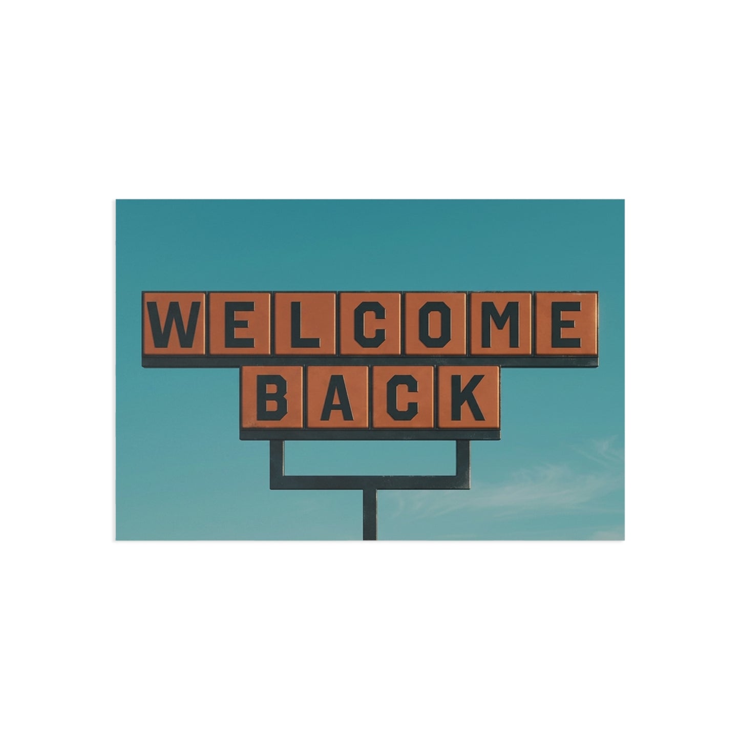Welcome Back Fine Art Postcard - Retro Marquee Sign Photography