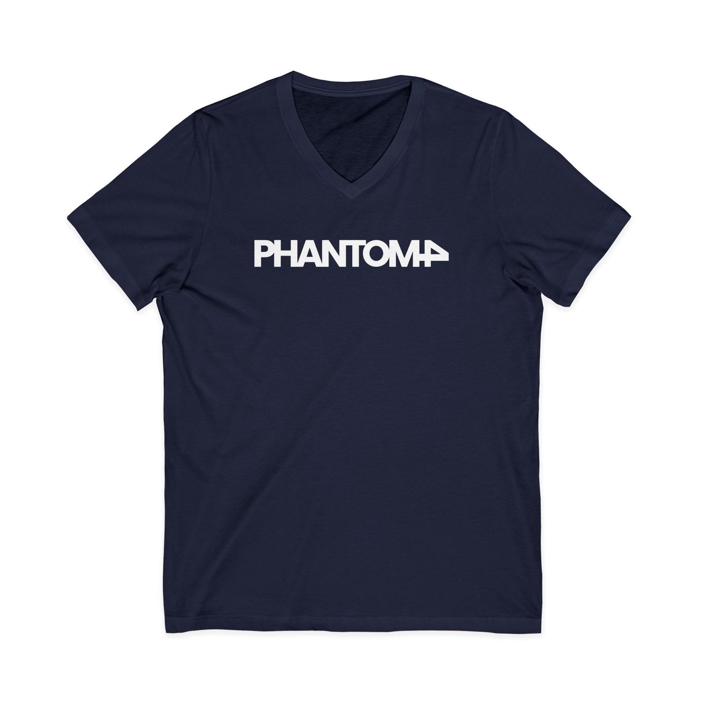Phantom Logo V-Neck Tee — Minimalist Retro Band-Style Shirt