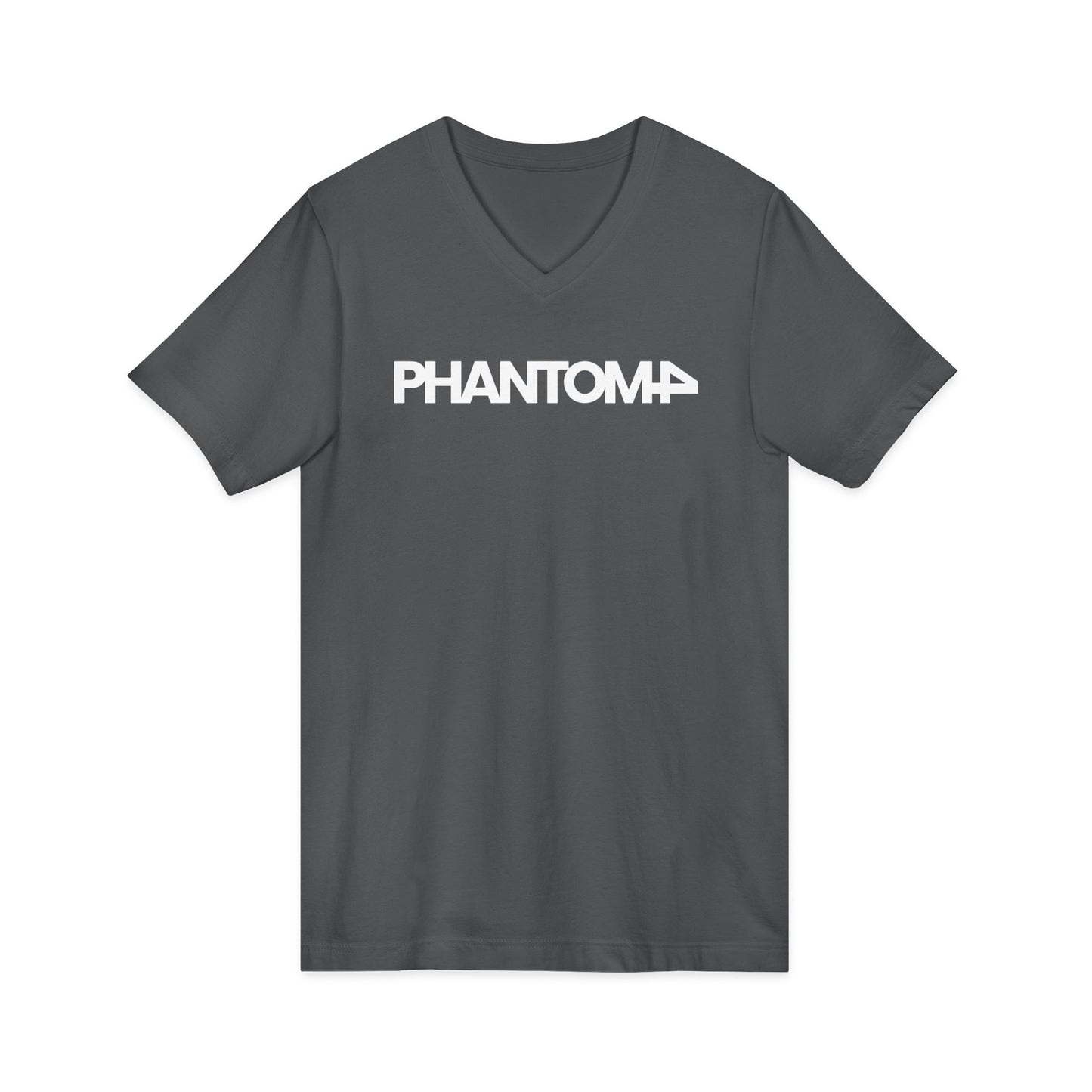 Phantom Logo V-Neck Tee — Minimalist Retro Band-Style Shirt