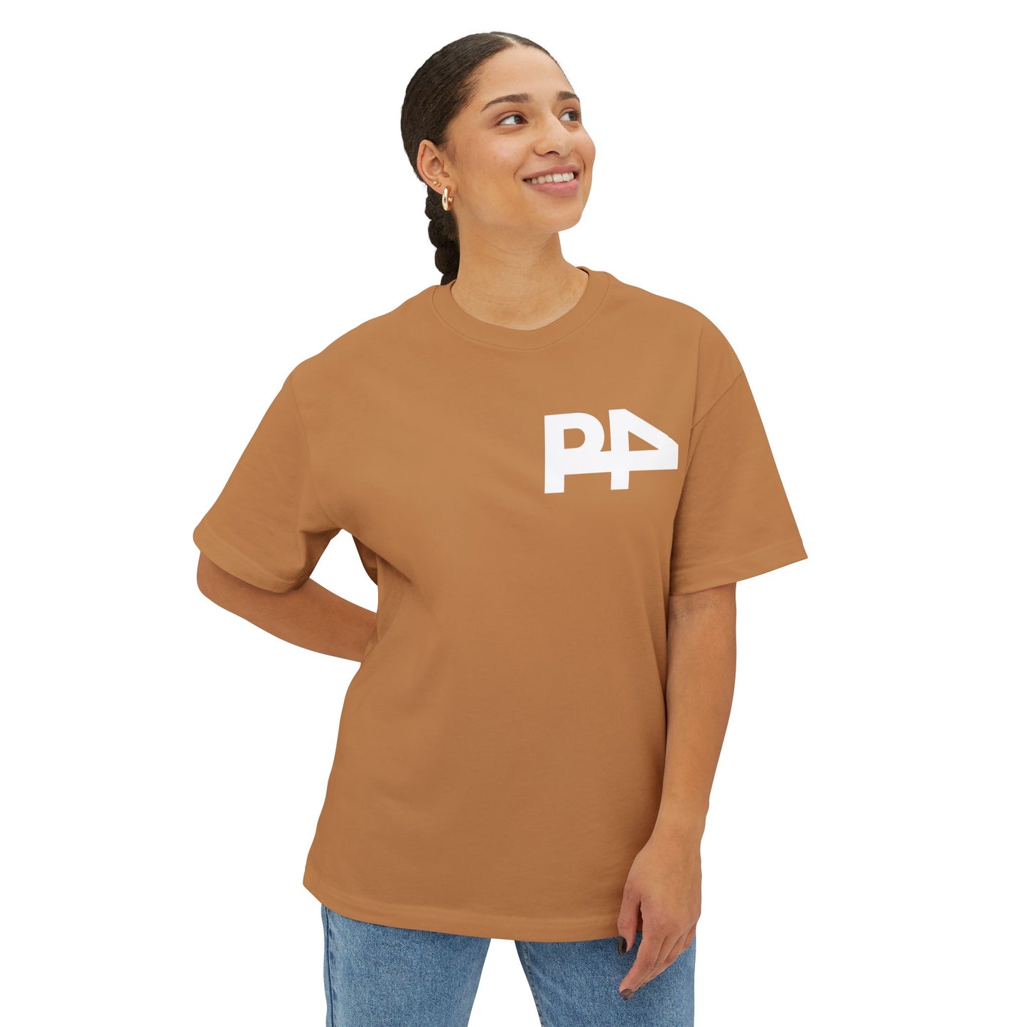 Boxy Tee — Minimal P4 Logo Pastel Pink Oversized T‑Shirt