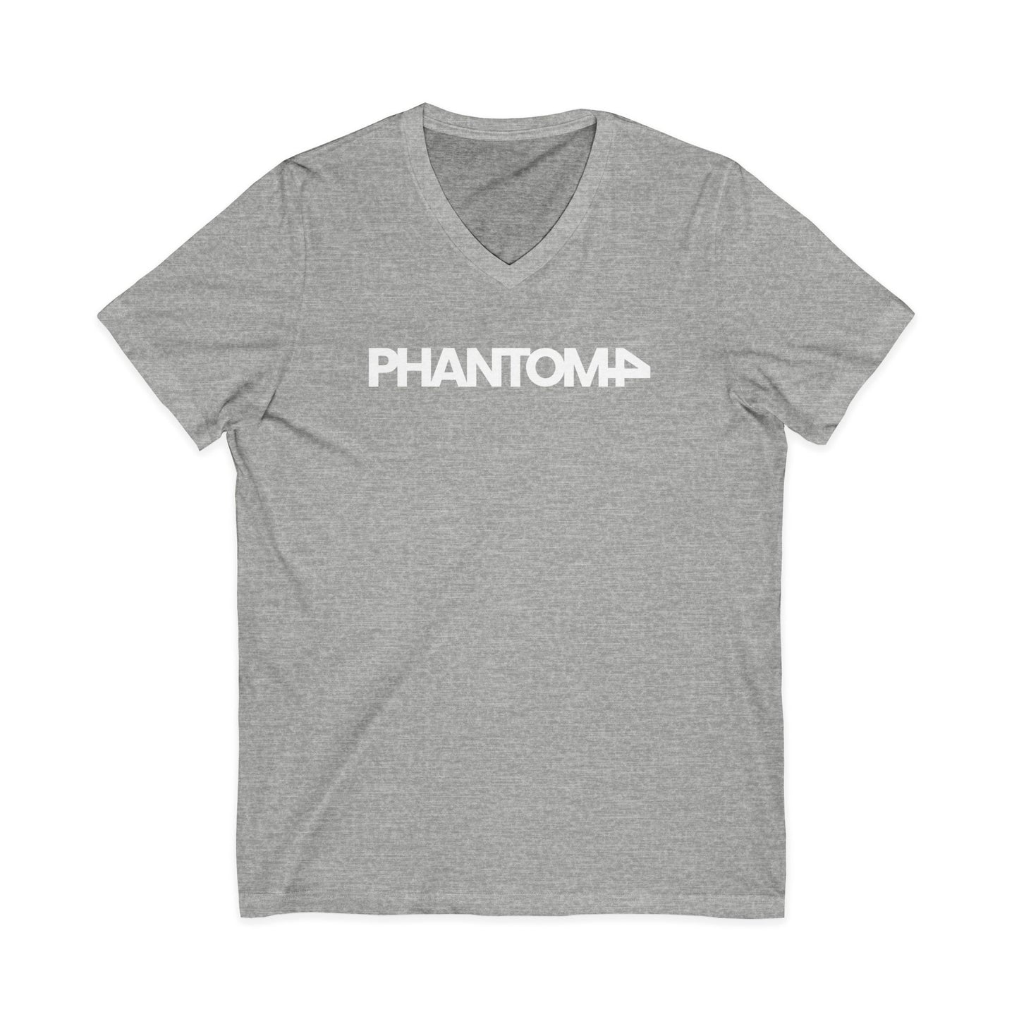 Phantom Logo V-Neck Tee — Minimalist Retro Band-Style Shirt