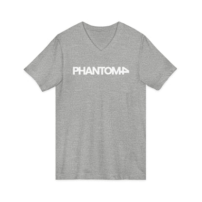 Phantom Logo V-Neck Tee — Minimalist Retro Band-Style Shirt