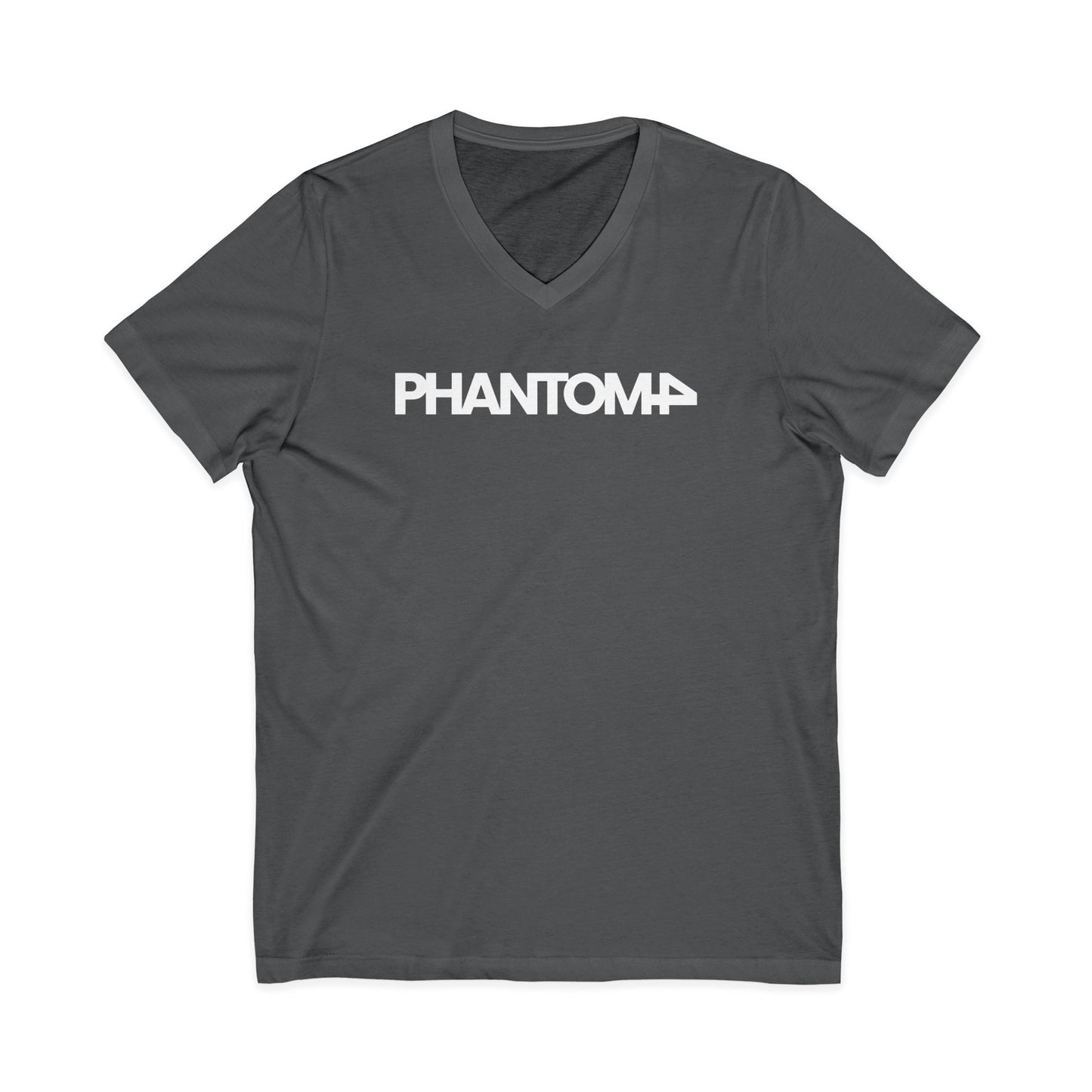 Phantom Logo V-Neck Tee — Minimalist Retro Band-Style Shirt