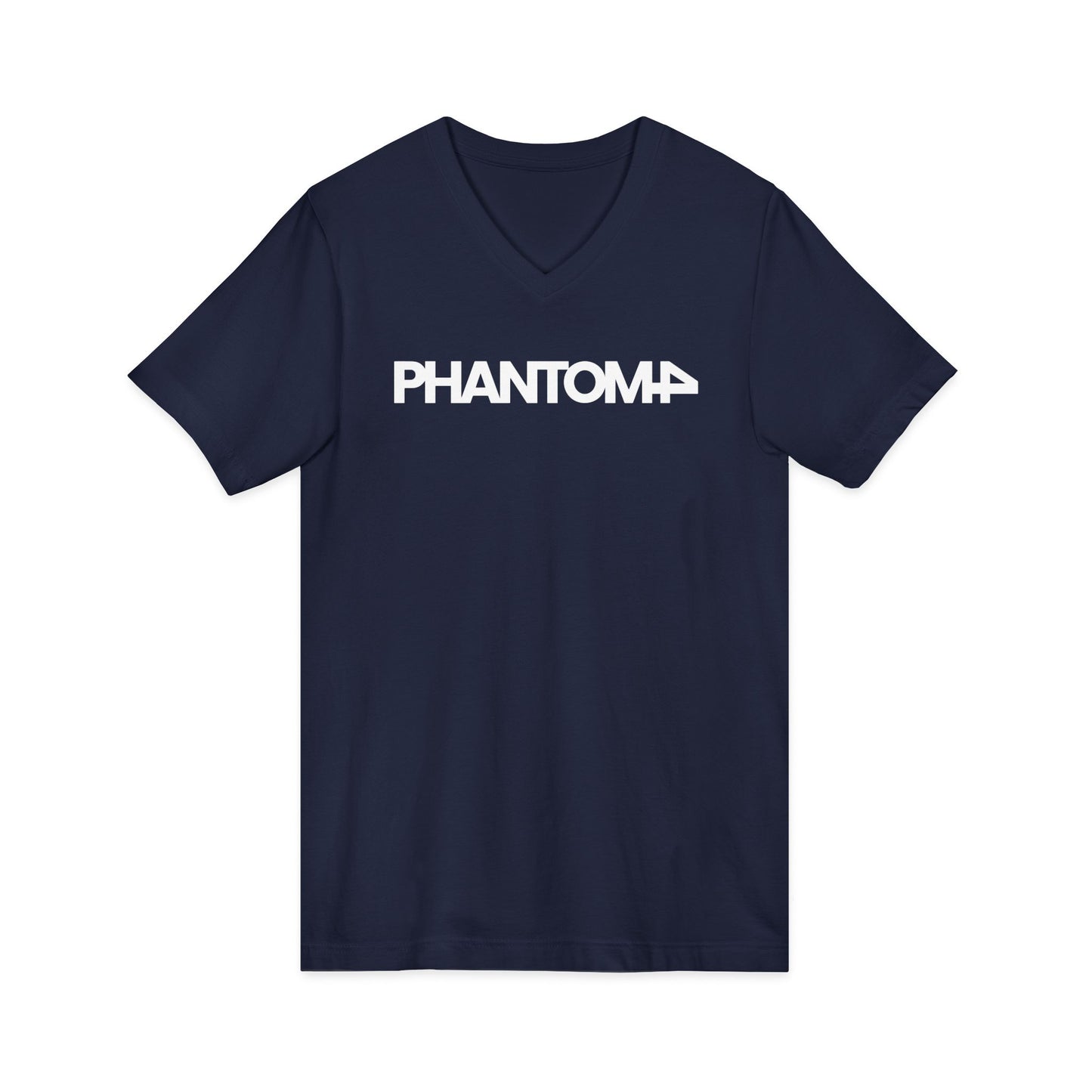 Phantom Logo V-Neck Tee — Minimalist Retro Band-Style Shirt