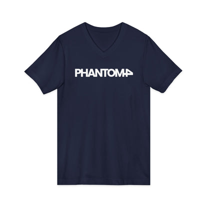 Phantom Logo V-Neck Tee — Minimalist Retro Band-Style Shirt