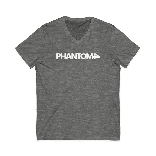 Phantom Logo V-Neck Tee — Minimalist Retro Band-Style Shirt