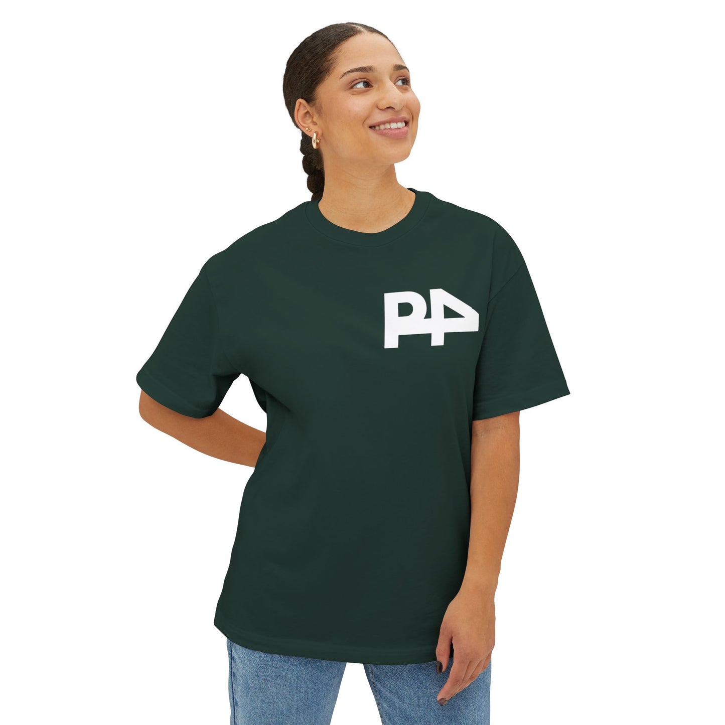 Boxy Tee — Minimal P4 Logo Pastel Pink Oversized T‑Shirt