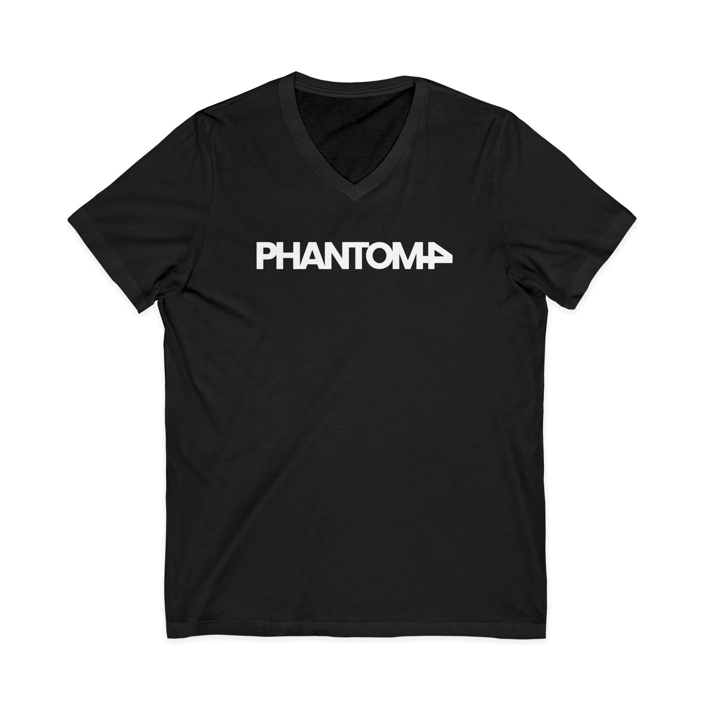 Phantom Logo V-Neck Tee — Minimalist Retro Band-Style Shirt