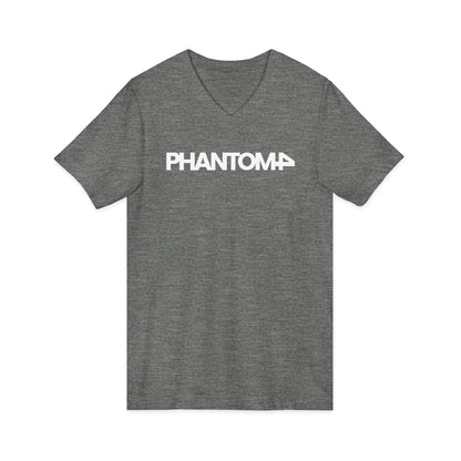 Phantom Logo V-Neck Tee — Minimalist Retro Band-Style Shirt