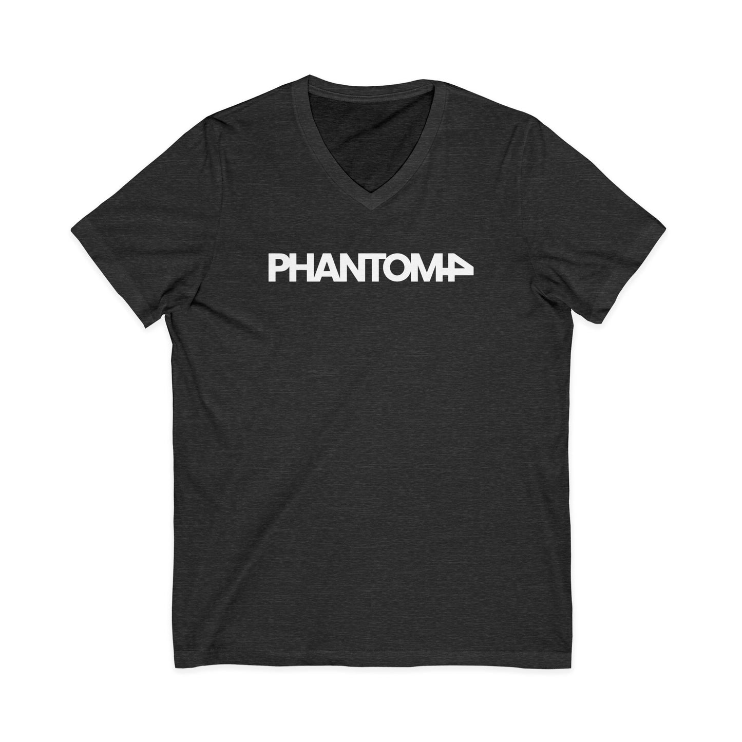 Phantom Logo V-Neck Tee — Minimalist Retro Band-Style Shirt