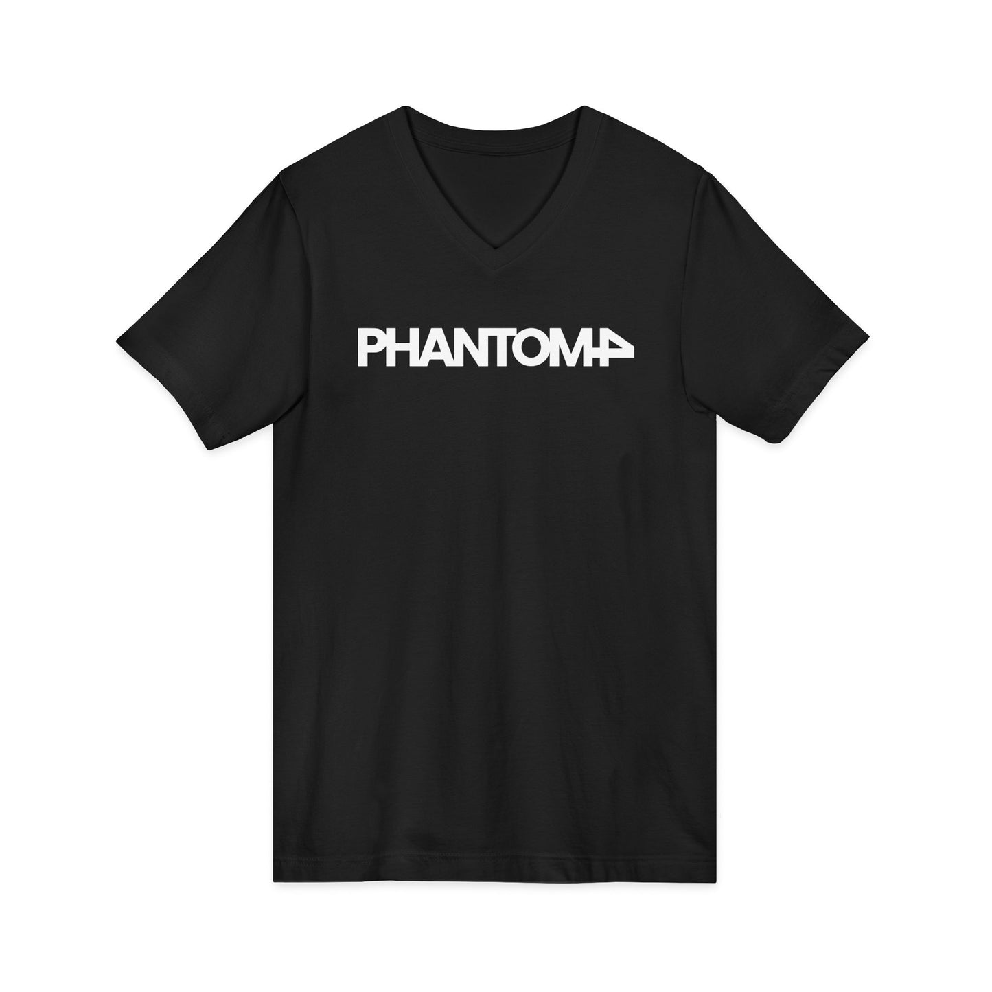 Phantom Logo V-Neck Tee — Minimalist Retro Band-Style Shirt