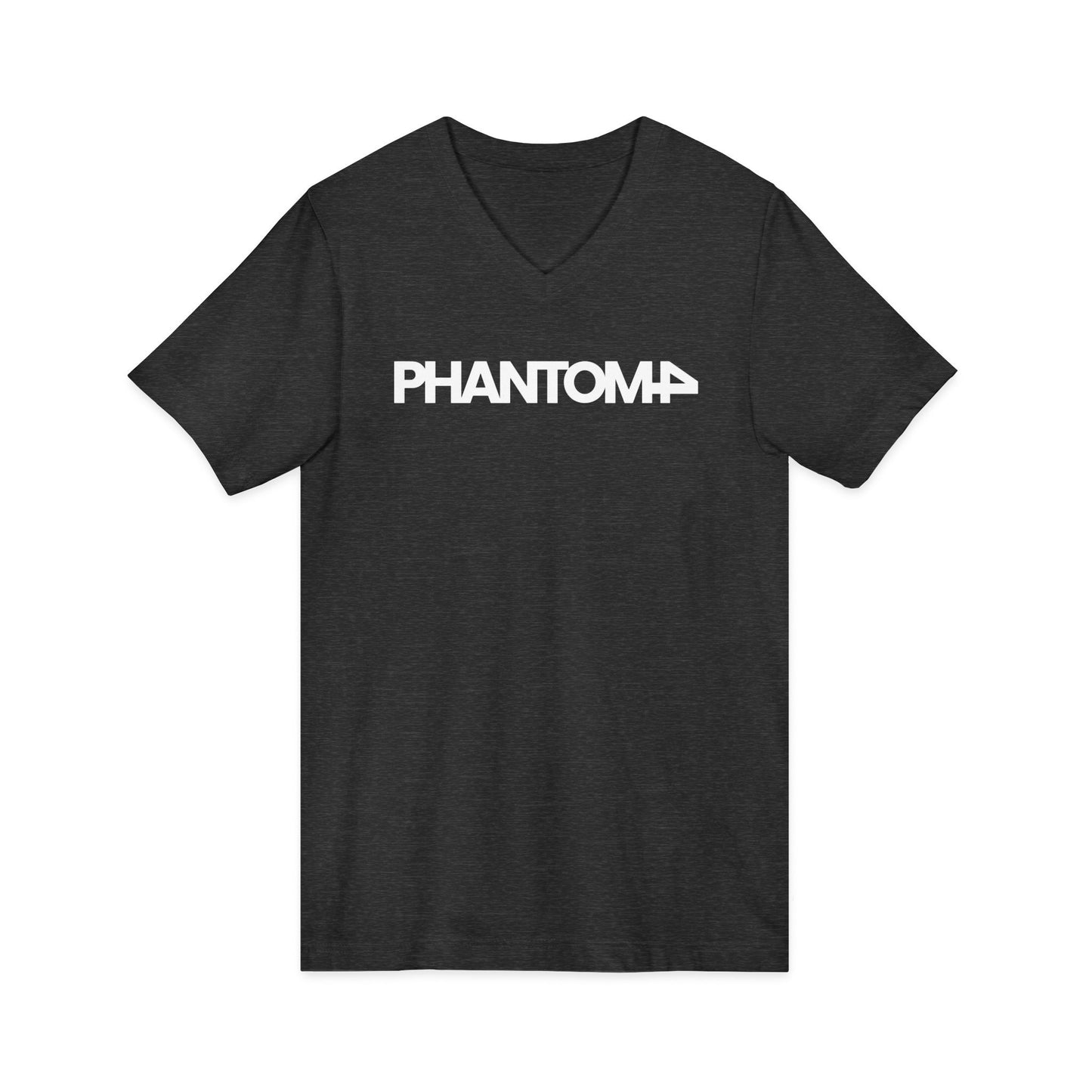 Phantom Logo V-Neck Tee — Minimalist Retro Band-Style Shirt
