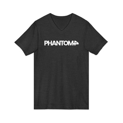 Phantom Logo V-Neck Tee — Minimalist Retro Band-Style Shirt