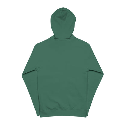 Zip-Up Hoodie — Minimal White Graphic Chest Logo, Cozy Green Fleece