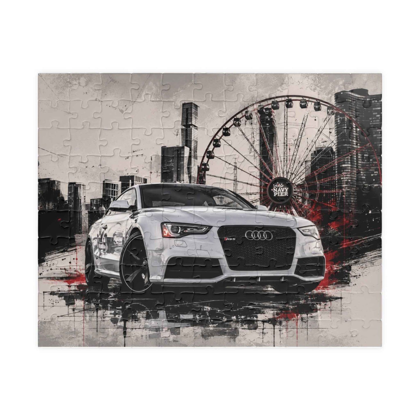 Audi Sports Car Puzzle – Urban Ferris Wheel Cityscape Jigsaw (110/252/520/1014 pcs)